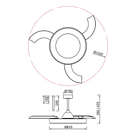 9057 Люстра-вентилятор NISEKO FAN L