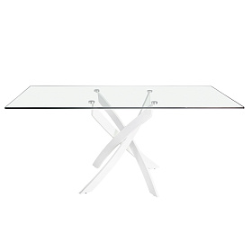 Прямоугольный обеденный стол 1138/F2133-BLANCO 150x95 стеклянный с белыми ножками