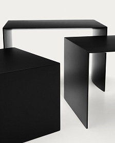 Набор из 3-х черных столиков Litto из МДФ,  60 x 40 / 51 x 36 / 42 x 31 см