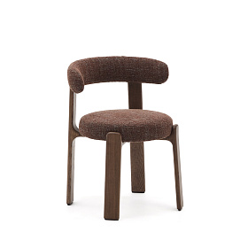 Granite Стул на 4 ножках из коричневого шенилла и массива ясеня в отделке орех