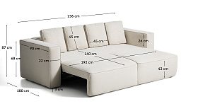 3-местный диван-кровать Marela бежевый шенилл 236 см