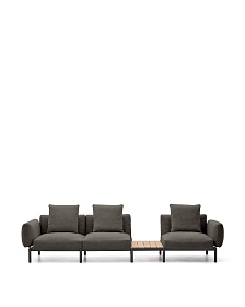 Sorells Уличный модульный 3-местный диван серый со столиком