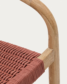 Стул Glynis из массива эвкалипта с розовой веревкой