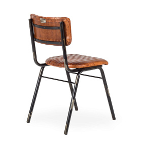 Стул с кожаным сиденьем Romina с черными ножками