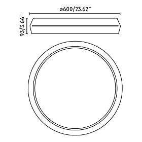 Shoku 600 Белый настенный/потолочный светильник LED 40W 2700K DIM