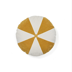 Odet Круглая подушка из 100% хлопка бело-горчичная