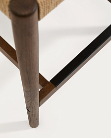 Полубарный стул Analy из массива дуба в отделке орех и веревочным сиденьем 65 см