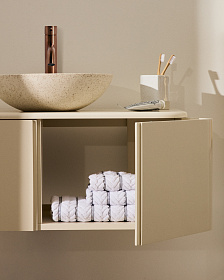 Мебель для ванной комнаты Salaya из лакированной бежевой фанеры ясеня