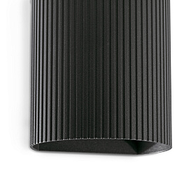 SOLE Черный круглый настенный светильник с рифлением