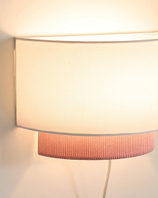 Настенный светильник Bianella из хлопка и розового вельвета, Ø 40 см