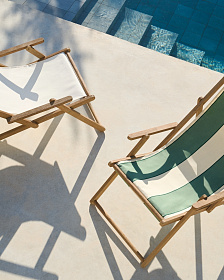 Vilara Складной шезлонг для улицы в полоску зеленого и бежевого цвета