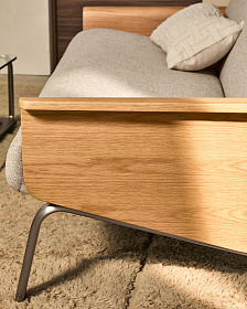 2-местный диван Amsen светло-коричневый с подлокотниками из шпона ореха