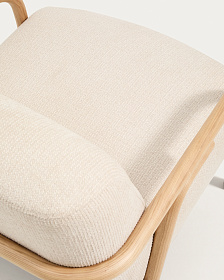 Кресло Sylo из бежевого шенилла и ясеня с отделкой натурального цвета