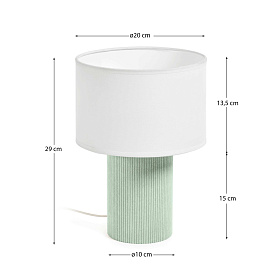 Настольная лампа Bianella из хлопка и бирюзового вельвета