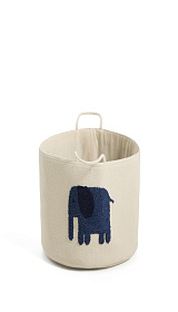Корзина из хлопка Tandani бежевого цвета с синим слоном 30 см