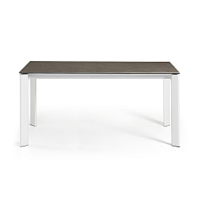 Стол Atta 160 (220)x90 керамика Vulcano Ash, белые ножки