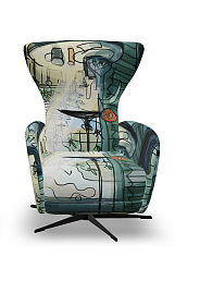 Кресло-реклайнер Mondrian Con Motor L-48, Base - Antracith Grey, ткань Mediterraneo S.6