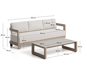 Комплект садовой мебели Nerano из алюминия цвета таупе