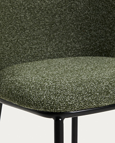 Барный стул Ciselia из темно-зеленого шенилла с ножками из черной стали