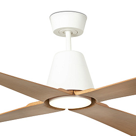 Вентилятор TYPHOON DC Ш1300MM белый / дерево 4Р IP44 19W 3000K