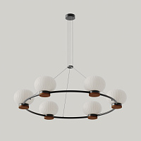 Люстра Irzo 6 матовый черный / коричневая кожа