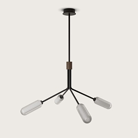 Люстра Lari 4L светло-коричневая кожа