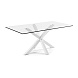 Стеклянный стол Arya с белыми стальными ножками 200x100