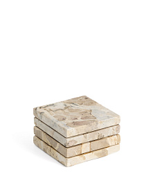 Набор из 4 квадратных подставок Malder из бежевого мрамора