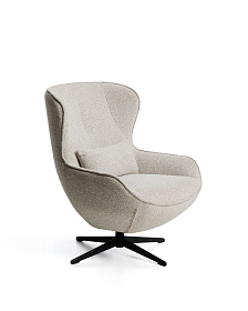 Поворотное кресло Sorile из бежевой синели и черной стали