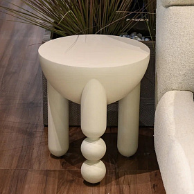 Приставной столик WABI SABI D45 см бело-кремовый лак