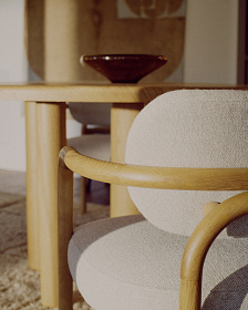 Melqui Бежевый стул из массива дуба с натуральной отделкой