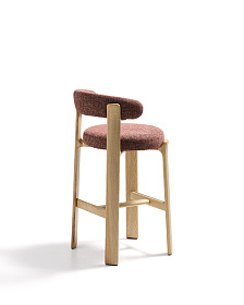 Барный стул Granite из терракотовой синели и ясеня с натуральной отделкой 75 см