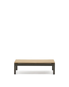 Журнальный столик Sorells из зеленого алюминия и тикового дерева 52,4 x 91 см