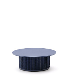 Уличный журнальный столик Sedalis из алюминия и синей веревки, Ø100 см