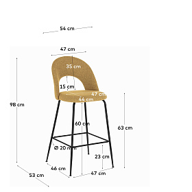 Полубарный стул Mahalia горчично-желтый
