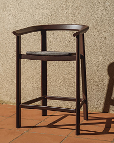 Уличный полубарный стул Erice из алюминия и веревки коричневого цвета, 75 см