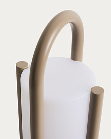 Большая портативная настольная лампа Leros из полиэтилена и стали бежевого цвета