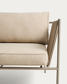 Двухместный уличный диван Zivia из веревки цвета экрю и стали таупе 178 см