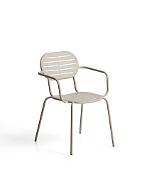 Уличный стул Brai с подлокотниками из оцинкованной стали бежевого цвета