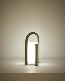 Портативная настольная лампа Leros из полиэтилена и стали бежевого цвета