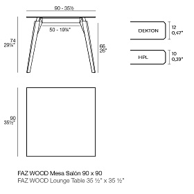 Квадратный стол Faz на деревянных ножках