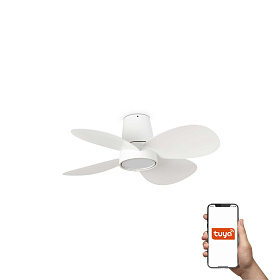 Потолочный вентилятор KLOVER S Ш800MM белый 4P 18W LED CCT DIM TUYA