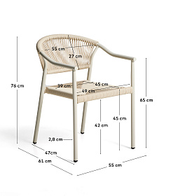 Уличный стул Livadia из бежевого алюминия и веревки