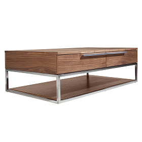 Журнальный стол 2114/MH1502A из ореха и хромированной стали