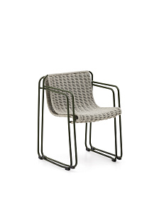 Стул Maurina из оцинкованной стали зеленого цвета и экрю и серым шнуром