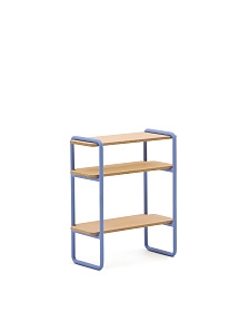 Стеллаж из ясеневого шпона цвета Tinn с синей металлической конструкцией, 70 x 60