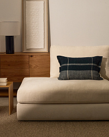 Чехол для подушки Eron из льна синего цвета с бахромой 40 x 60 см