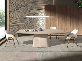 Овальный обеденный стол 1171 из керамики песочного цвета