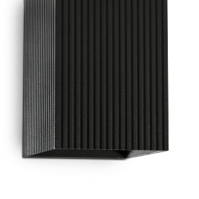 Настенный светильник LUNE квадратный черный с рифлением 2xGU10