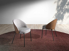 Обеденный стул 4115/DC-S197A из ткани и орехового шпона